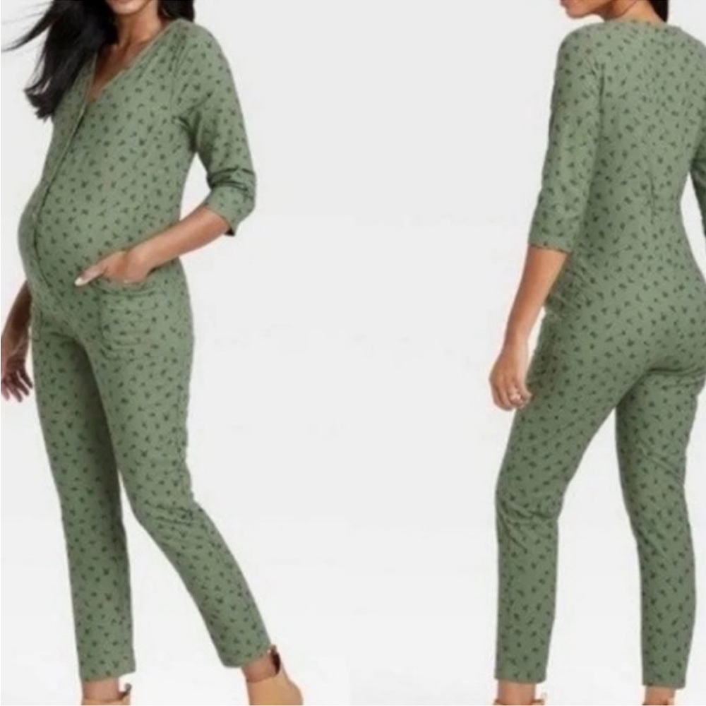 THE NINES BY HATCH OLIVE GREEN BUTTON DOWN JUMPER 3/4 SLEEVES
CROP ANKLE